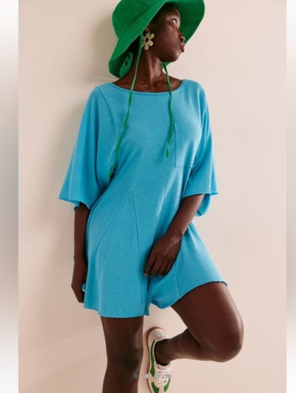 Free People Aqua Blue Short Romper
